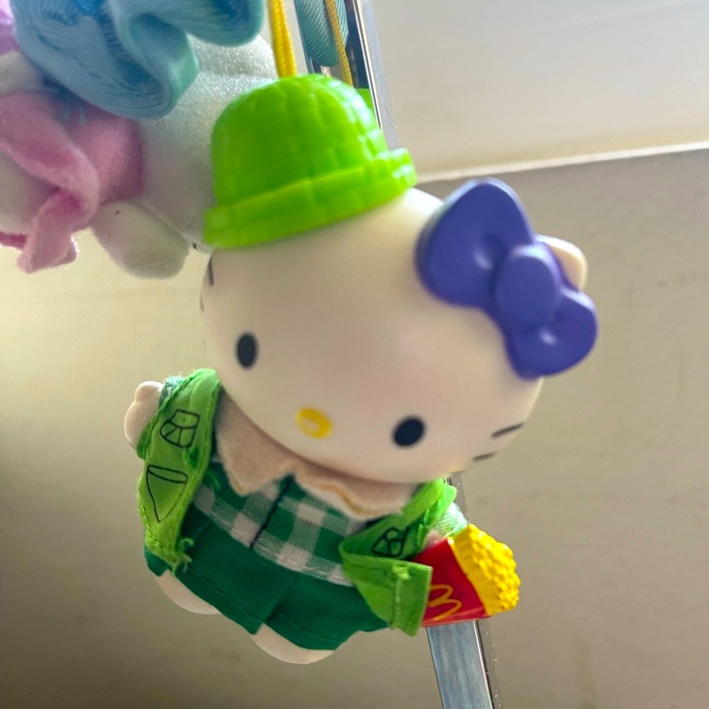New SANRIO twofer  Hello Kitty in Green & pink with Bow key chain / bag charm